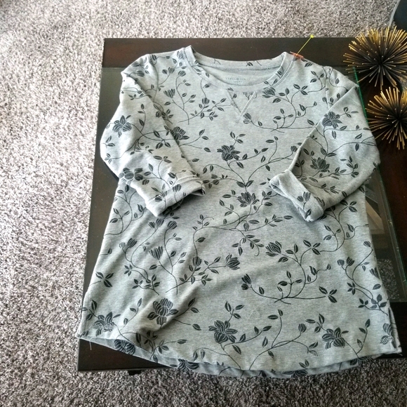 Karen Scott Sweatshirt Floral Sport Crewneck Gray - Picture 1 of 2